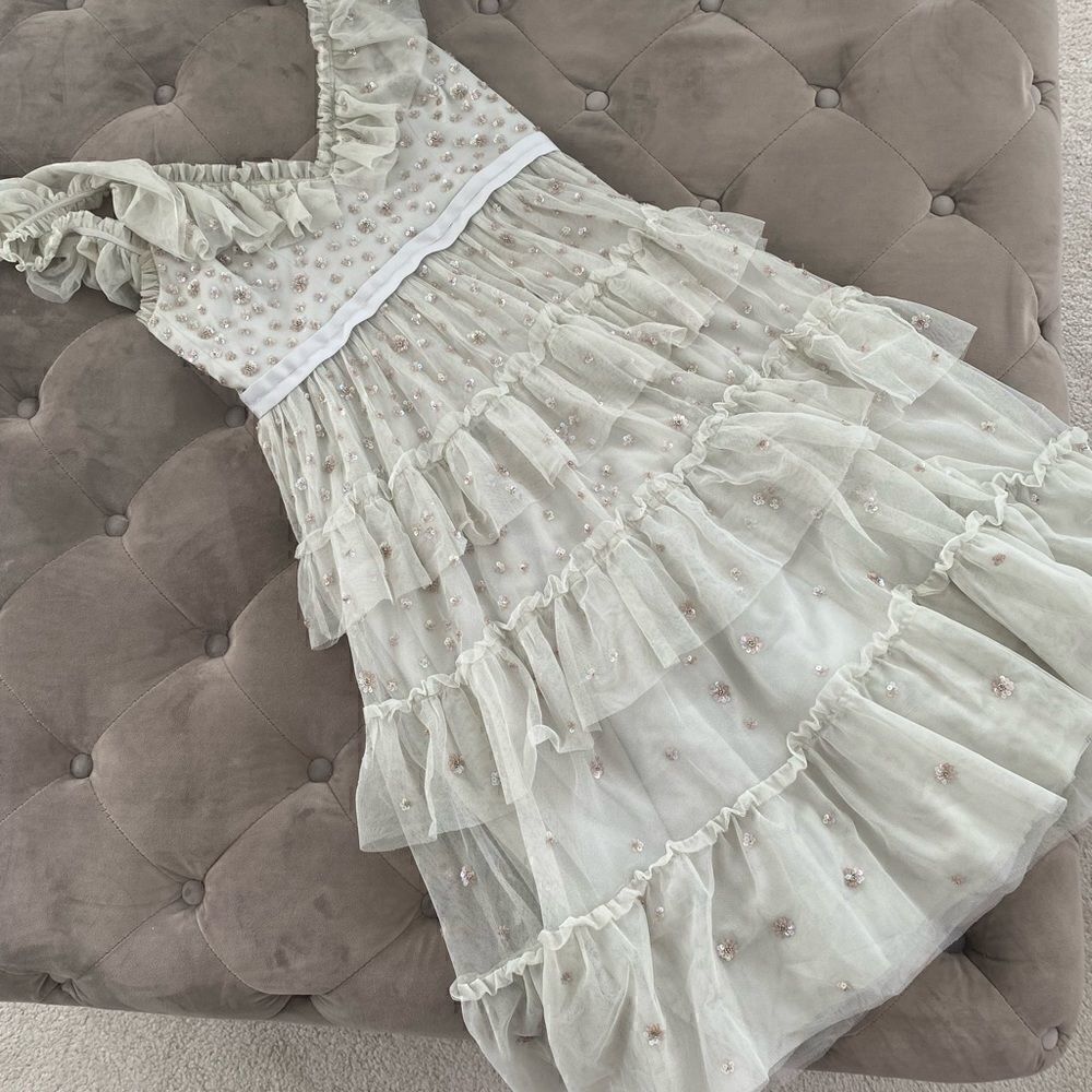 NEEDLE & THREAD
Sunburst Tiered Dress In Bleached Blue - Picture 8 of 11
